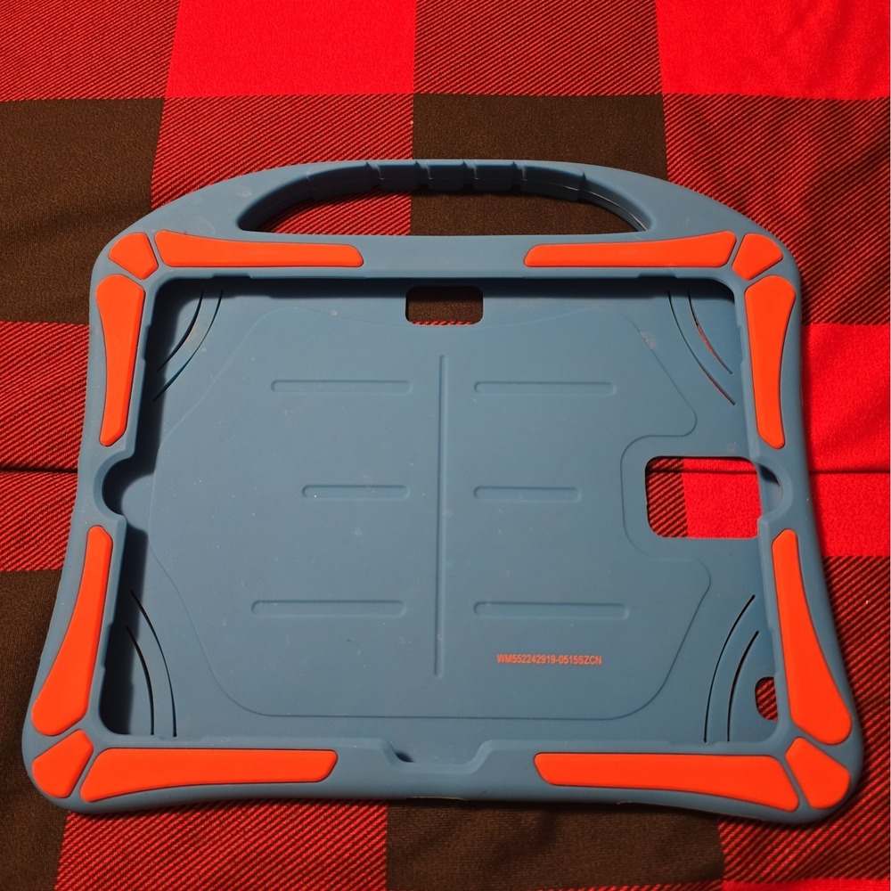 Kids Silicone Tablet Case 10", Blue And Orange With Handle